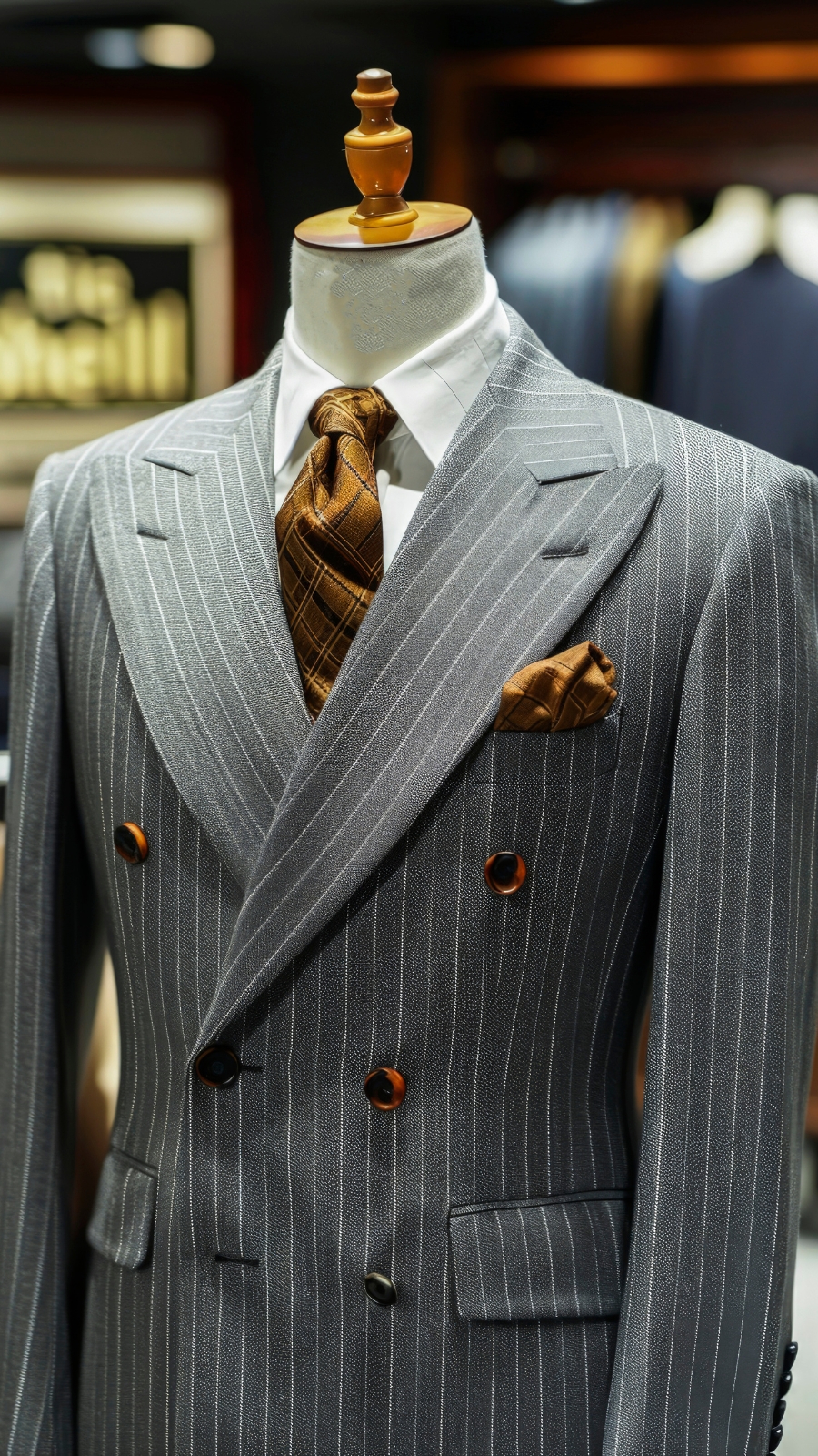Grey Pinstripe Double-Breasted Suit